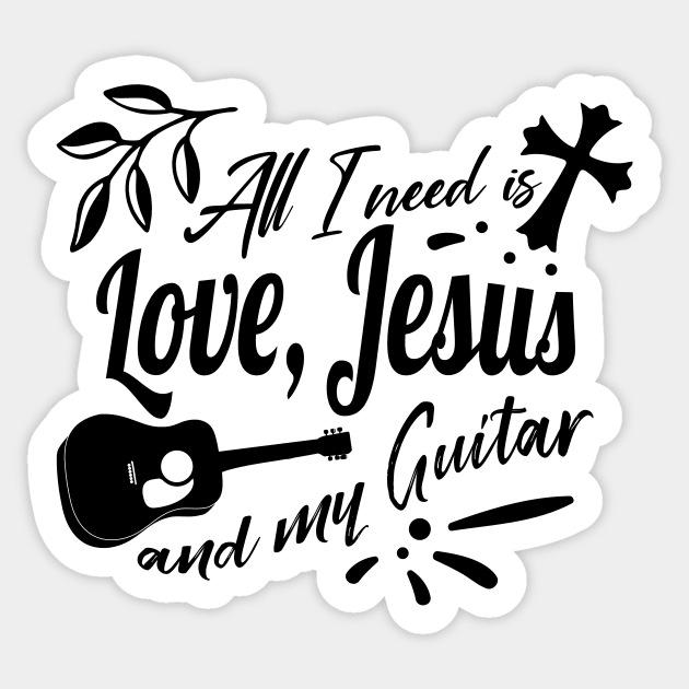 Jesus and Guitar Sticker by Foxxy Merch